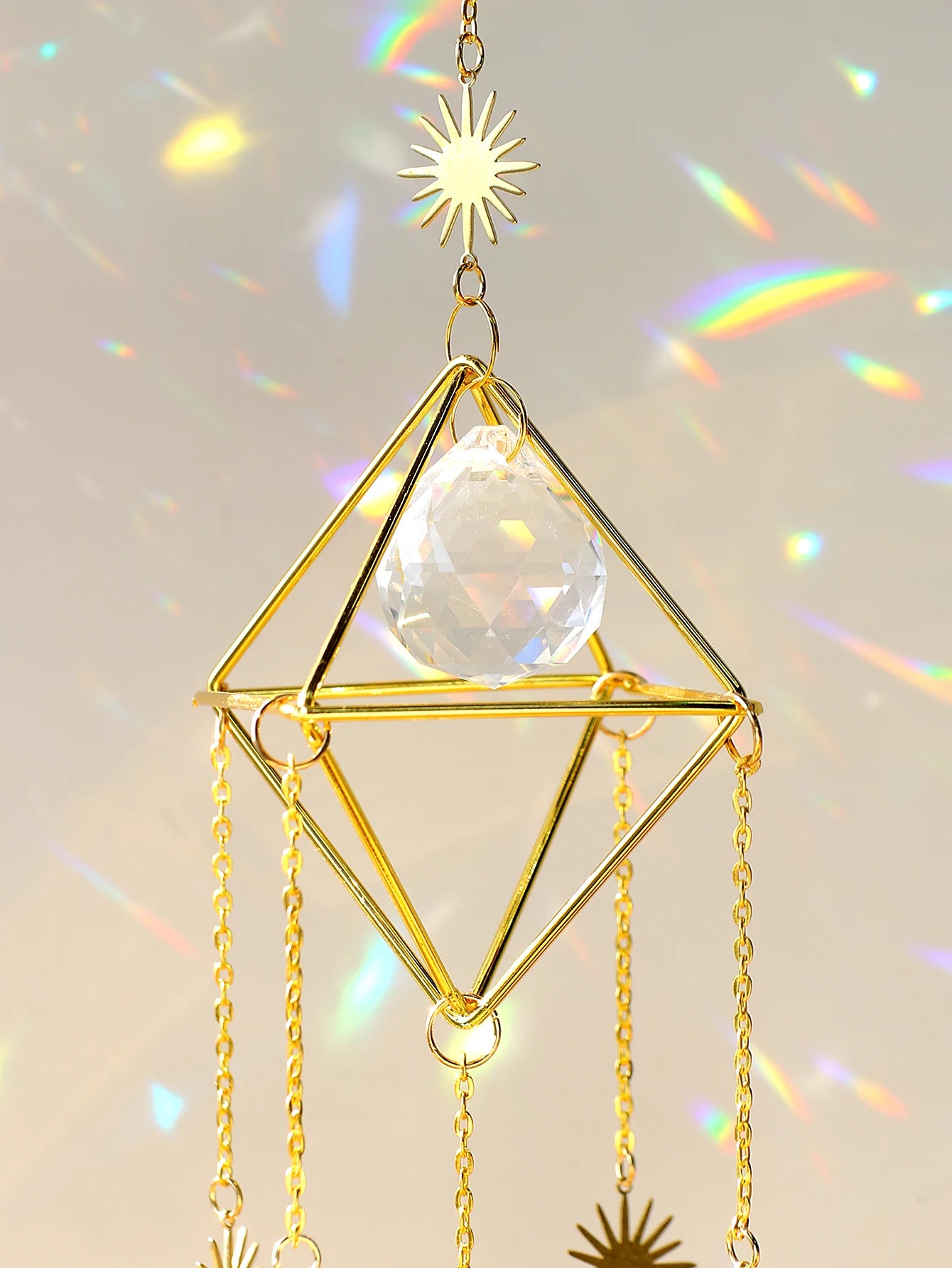 Prismatic Golden Hanging Suncatcher