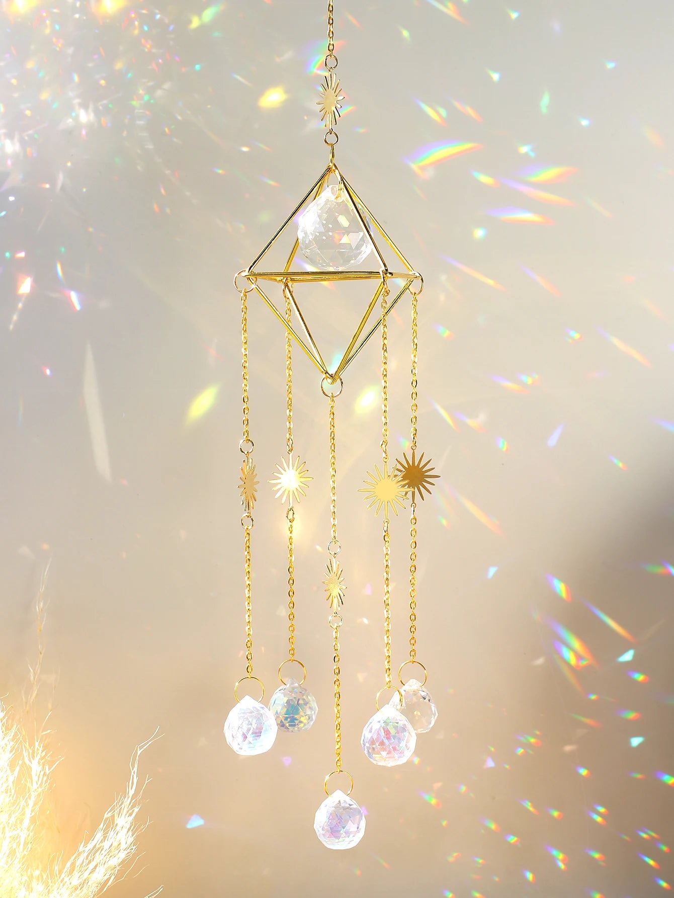 Prismatic Golden Hanging Suncatcher