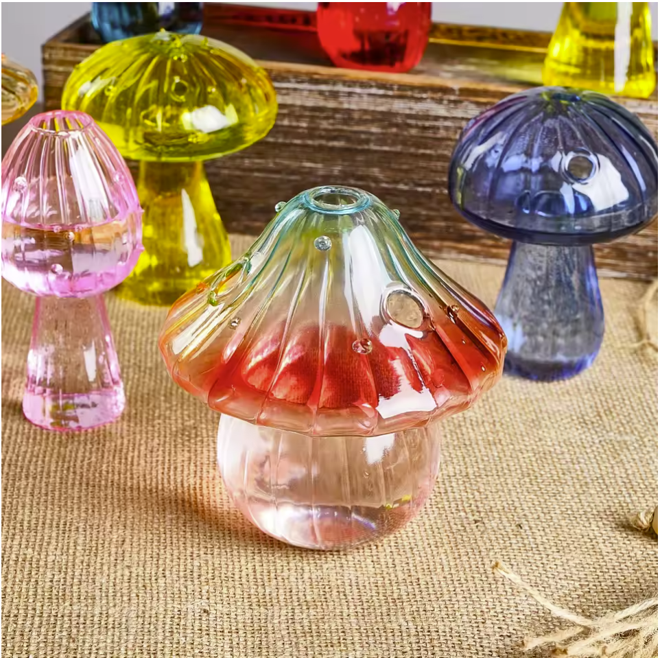 Glass Mushroom Bud Vases